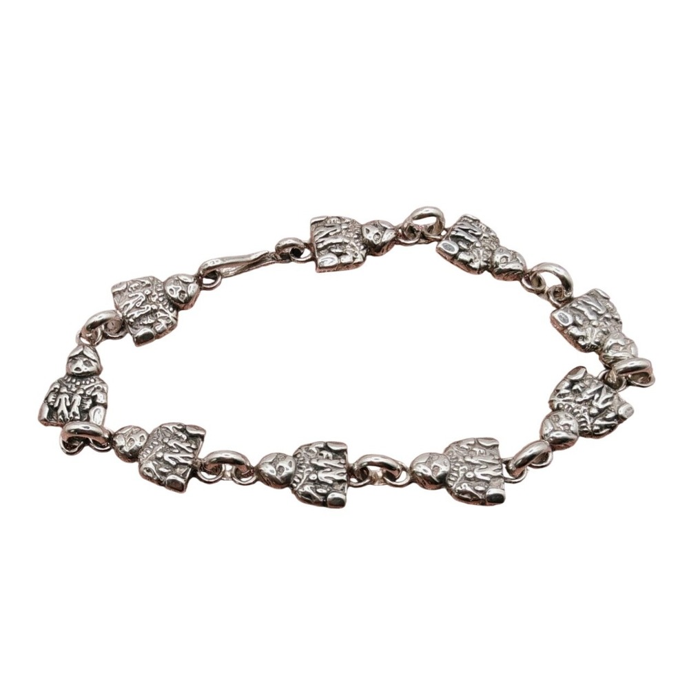 Vintage Navajo   Storyteller American SS 925 Folk‎ People Link Bracelet 7.5 "